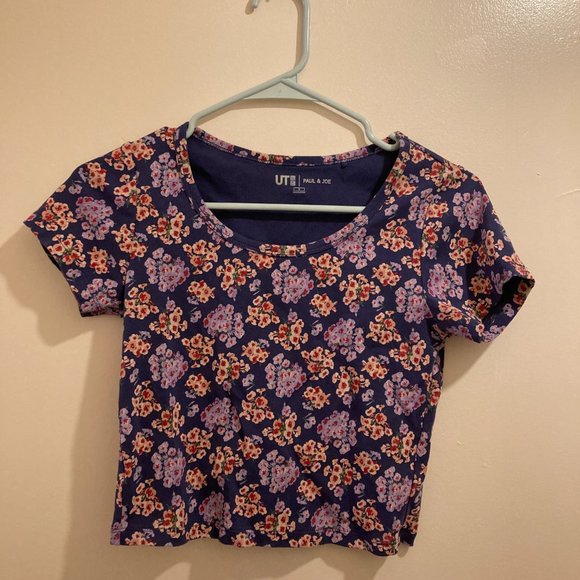 Purple Floral UNIQLO x Paul & Joe Crop Top Size S - Picture 1 of 4